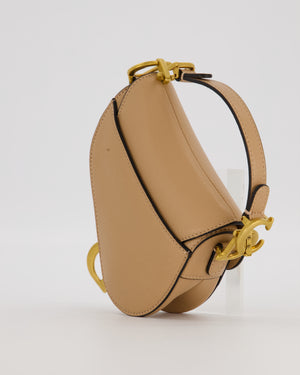 Christian Dior Beige Micro Saddle Bag In Goatskin Leather with Gold Hardware RRP £1800