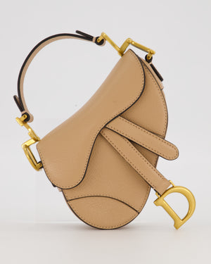 Christian Dior Beige Micro Saddle Bag In Goatskin Leather with Gold Hardware RRP £1800