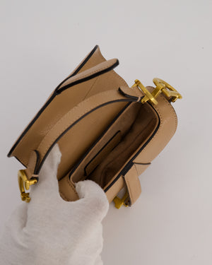 Christian Dior Beige Micro Saddle Bag In Goatskin Leather with Gold Hardware RRP £1800