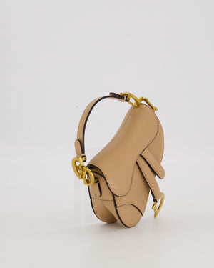 Christian Dior Beige Micro Saddle Bag In Goatskin Leather with Gold Hardware RRP £1800