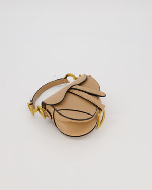 Christian Dior Beige Micro Saddle Bag In Goatskin Leather with Gold Hardware RRP £1800