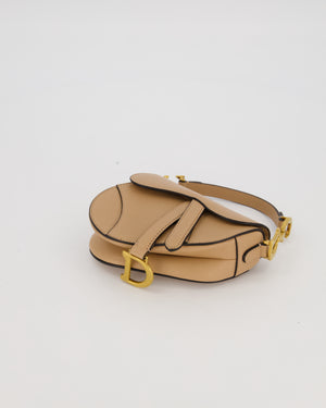 Christian Dior Beige Micro Saddle Bag In Goatskin Leather with Gold Hardware RRP £1800