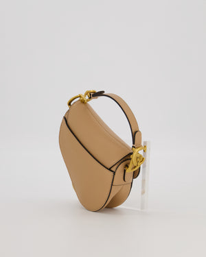 Christian Dior Beige Micro Saddle Bag In Goatskin Leather with Gold Hardware RRP £1800
