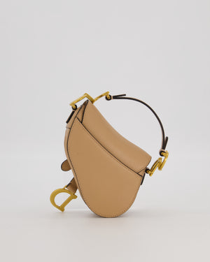 Christian Dior Beige Micro Saddle Bag In Goatskin Leather with Gold Hardware RRP £1800