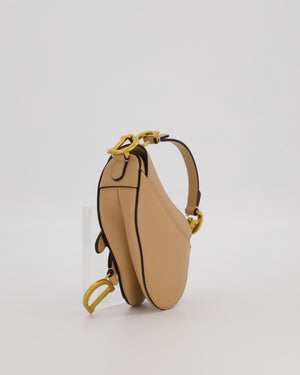 Christian Dior Beige Micro Saddle Bag In Goatskin Leather with Gold Hardware RRP £1800