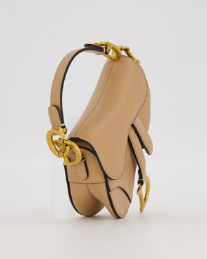 Christian Dior Beige Micro Saddle Bag In Goatskin Leather with Gold Hardware RRP £1800