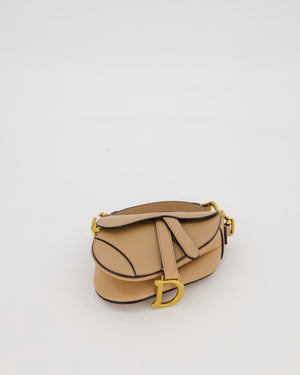Christian Dior Beige Micro Saddle Bag In Goatskin Leather with Gold Hardware RRP £1800