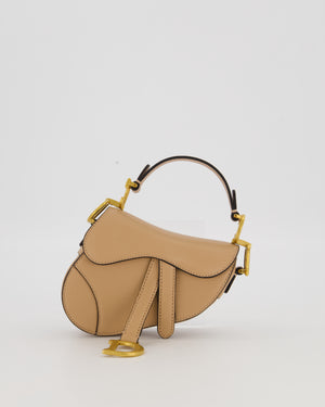 Christian Dior Beige Micro Saddle Bag In Goatskin Leather with Gold Hardware RRP £1800