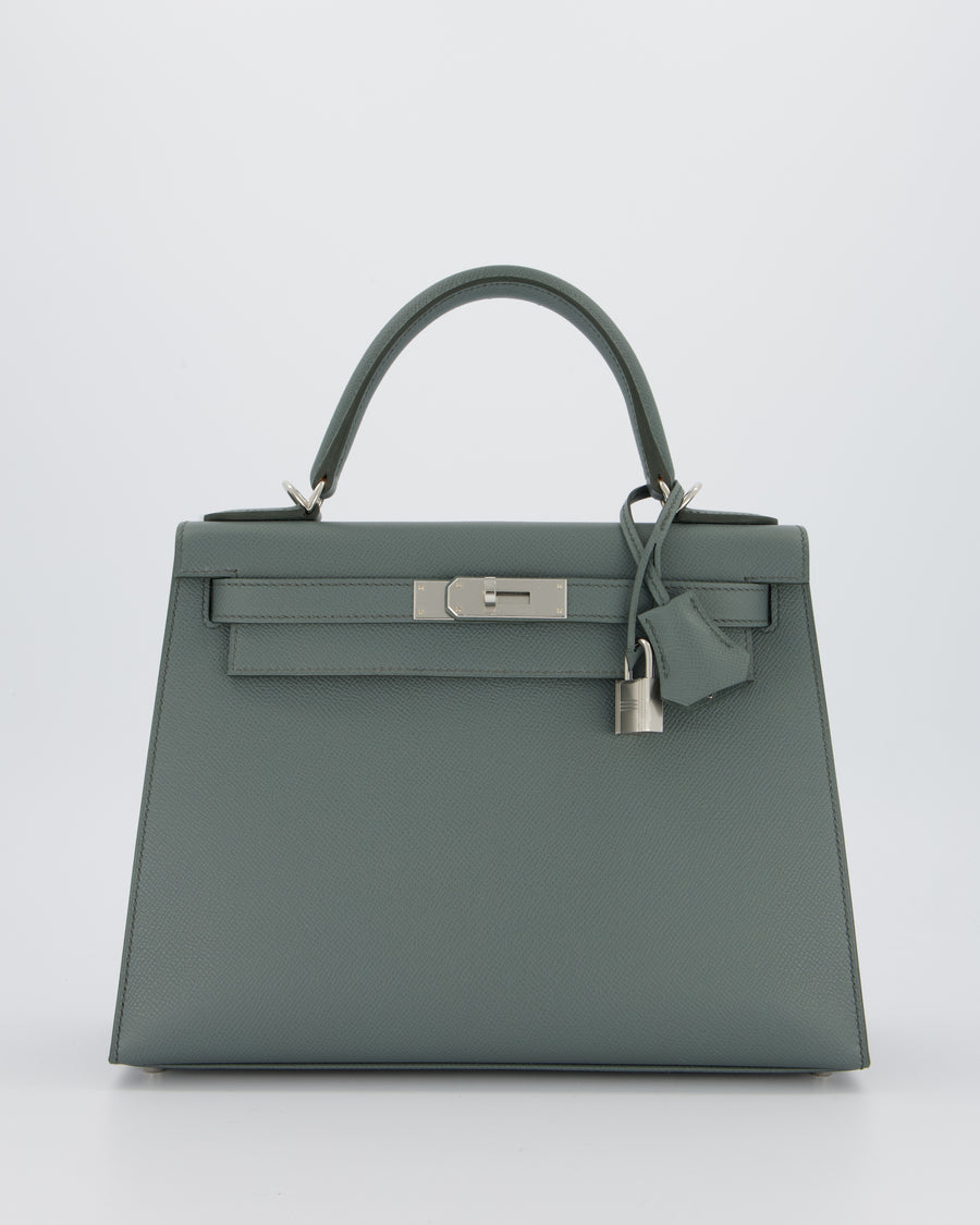 Hermès Kelly 28 Sellier Bag in Vert Amande Epsom Leather with Palladium Hardware