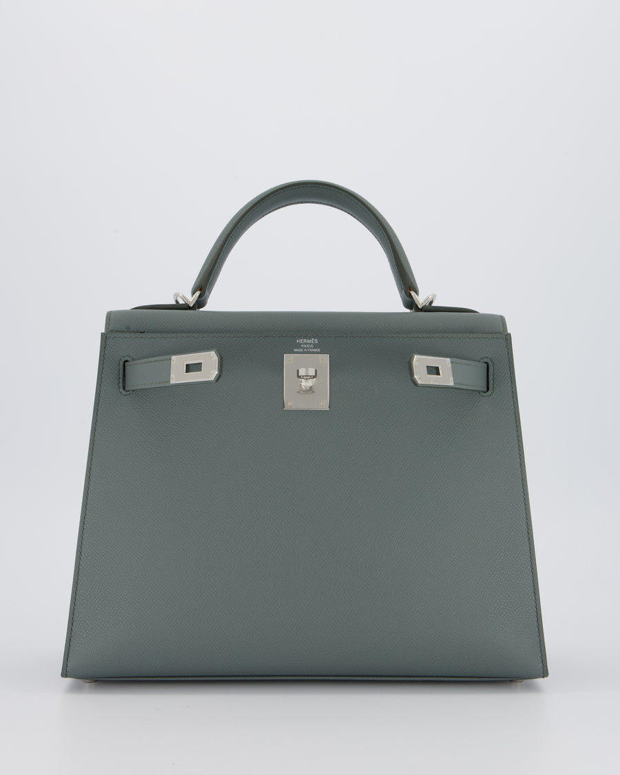Hermès Kelly 28 Sellier Bag in Vert Amande Epsom Leather with Palladium Hardware