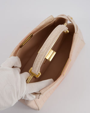 Fendi Mini Peekaboo in Egg Shell & Rose Niloticus Crocodile Leather with Gold Hardware