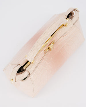 Fendi Mini Peekaboo in Egg Shell & Rose Niloticus Crocodile Leather with Gold Hardware