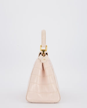 Fendi Mini Peekaboo in Egg Shell & Rose Niloticus Crocodile Leather with Gold Hardware