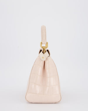 Fendi Mini Peekaboo in Egg Shell & Rose Niloticus Crocodile Leather with Gold Hardware