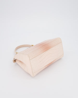 Fendi Mini Peekaboo in Egg Shell & Rose Niloticus Crocodile Leather with Gold Hardware
