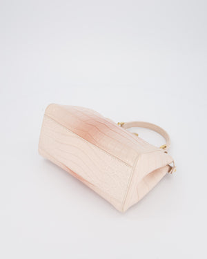 Fendi Mini Peekaboo in Egg Shell & Rose Niloticus Crocodile Leather with Gold Hardware