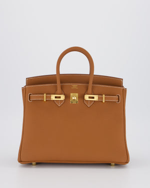 *HOT* Hermès Birkin 25 Retourne Bag in Gold Togo Leather with Gold Hardware