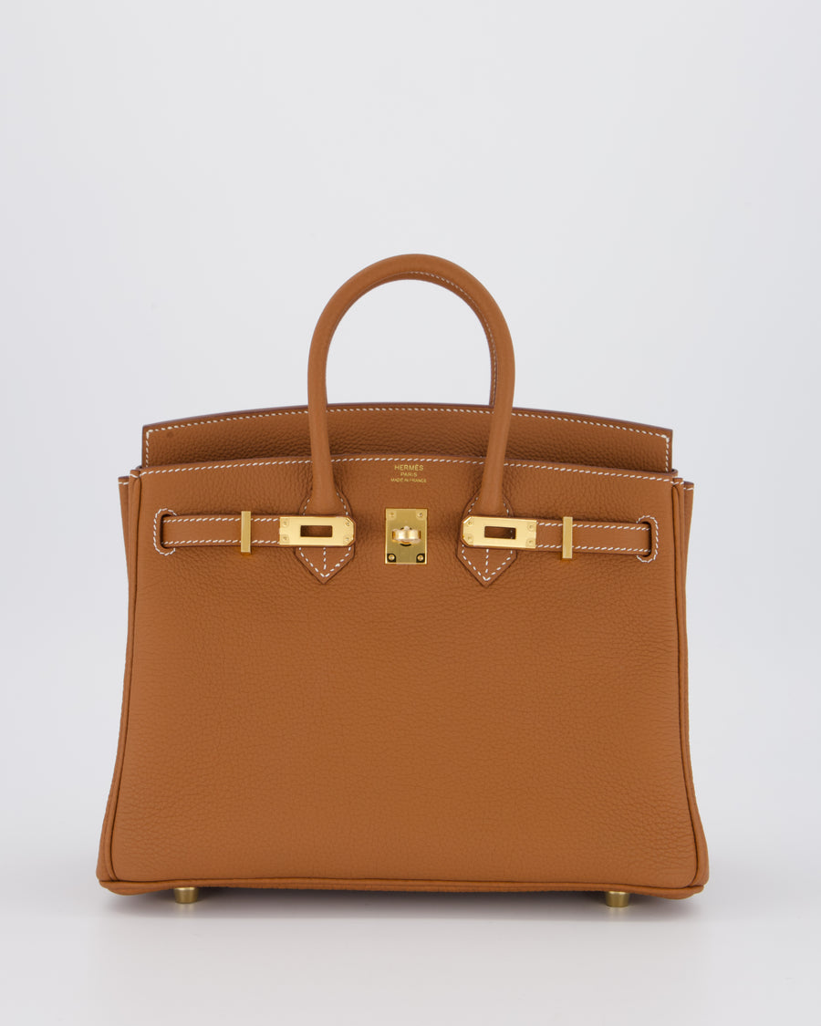 *HOT* Hermès Birkin 25 Retourne Bag in Gold Togo Leather with Gold Hardware