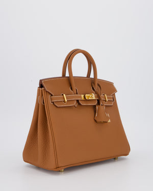 *HOT* Hermès Birkin 25 Retourne Bag in Gold Togo Leather with Gold Hardware