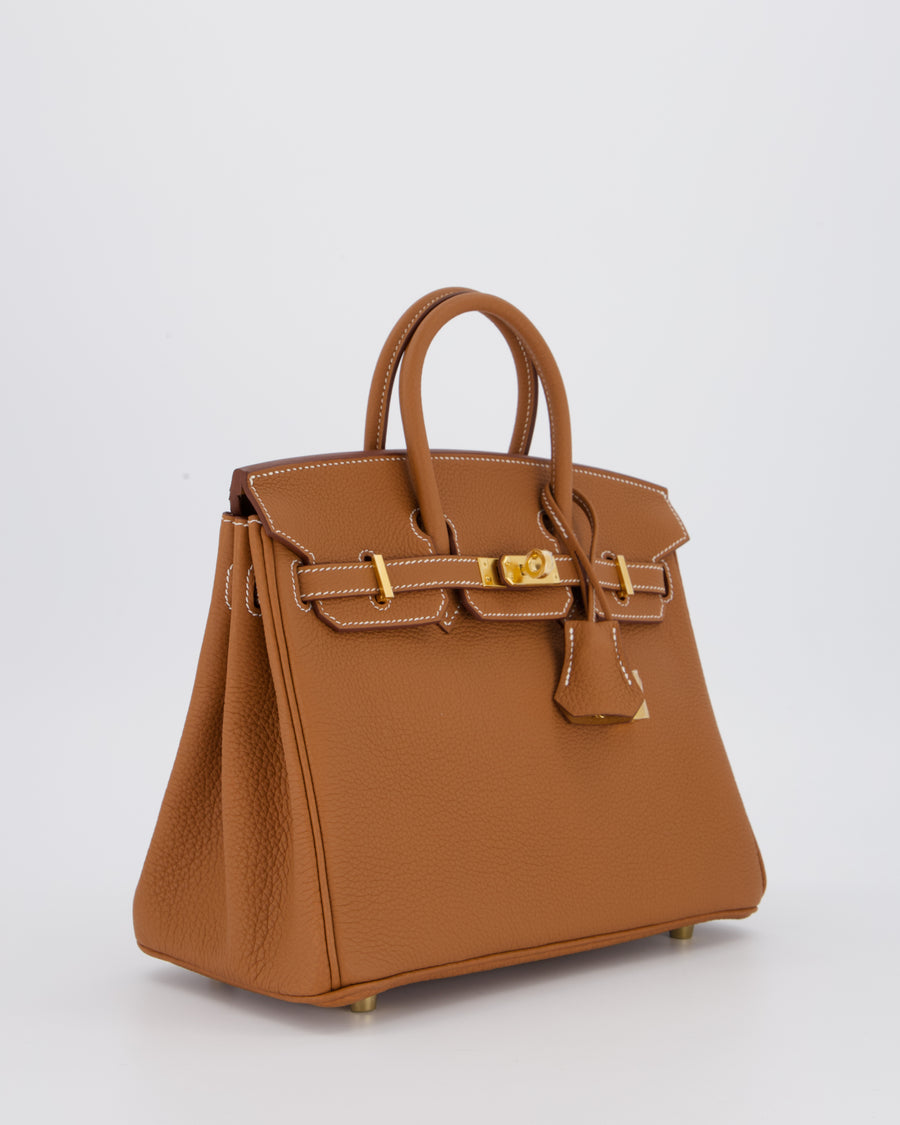 *HOT* Hermès Birkin 25 Retourne Bag in Gold Togo Leather with Gold Hardware