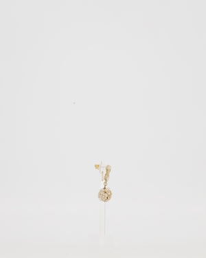 Chanel Autumn 2011 Collection CC Pink Enamel Drop Earrings with Pearl Camelila Ball Detail