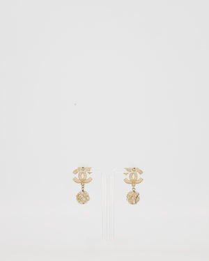 Chanel Autumn 2011 Collection CC Pink Enamel Drop Earrings with Pearl Camelila Ball Detail
