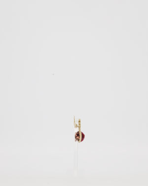 Chanel Autumn 2013 Collection CC Logo Gold Drop Earrings with Purple, Pink and Black Tweed Ball Detail