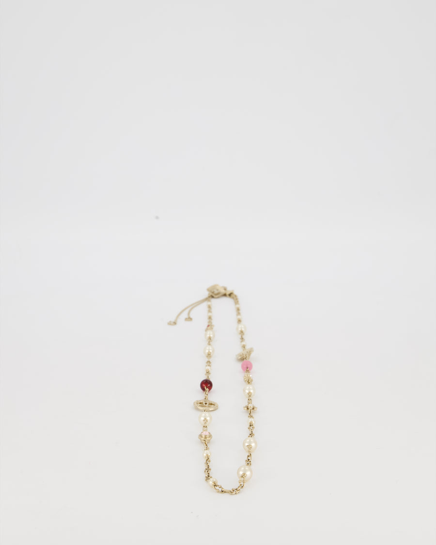 Chanel 09/A Gold Pearl, Lion and Diamante CC Necklace
