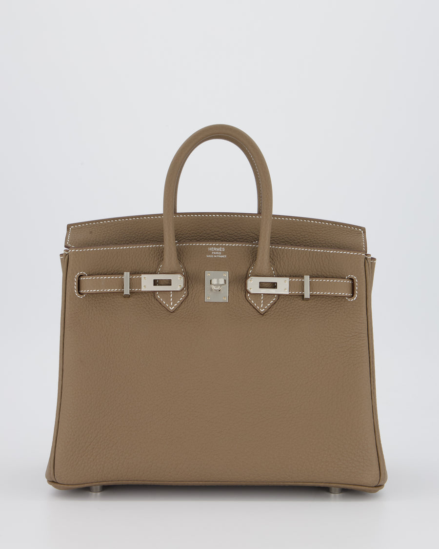 Hermès Birkin 25 Retourne Bag in Etoupe Togo Leather with Palladium Hardware