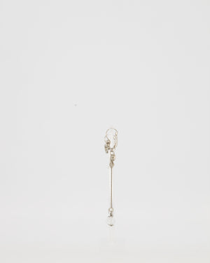 Chanel Autumn 2007, Silver CC Crystal Drop Earrings with Bow Detail