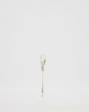 Chanel Autumn 2007, Silver CC Crystal Drop Earrings with Bow Detail