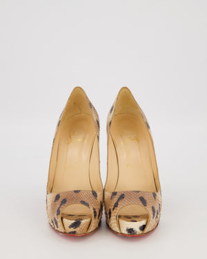 Christian Louboutin Beige Very Prive 120 Python Platform Heels Size EU 37.5