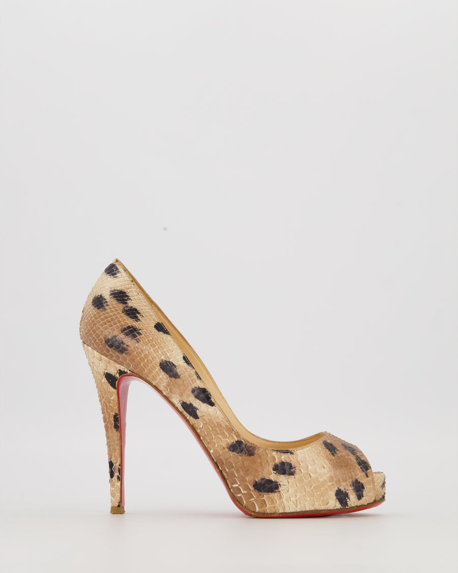 Christian Louboutin Beige Very Prive 120 Python Platform Heels Size EU 37.5