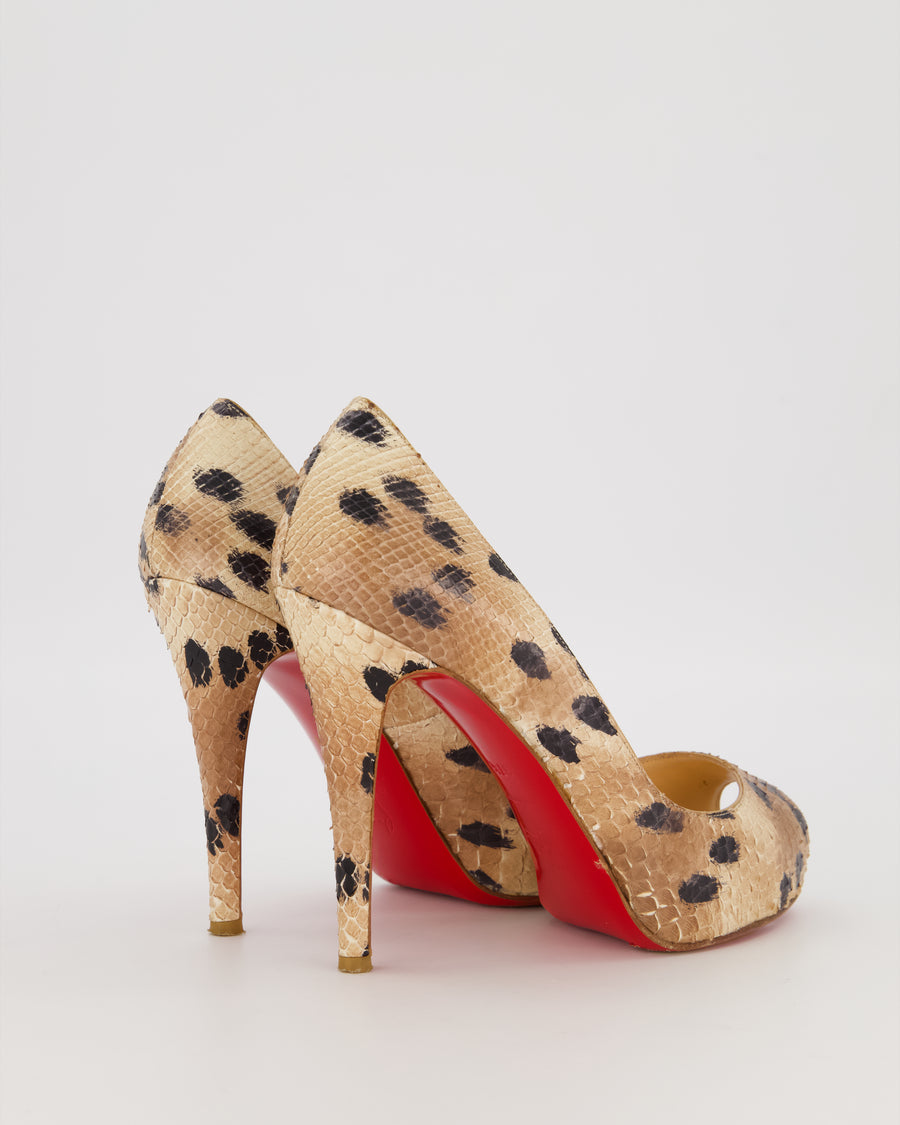 Christian Louboutin Beige Very Prive 120 Python Platform Heels Size EU 37.5