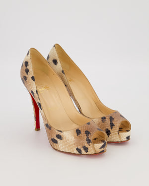 Christian Louboutin Beige Very Prive 120 Python Platform Heels Size EU 37.5