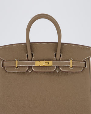 *RARE* Hermès Birkin 25 Retourne Bag in Etoupe Togo Leather with Gold Hardware
