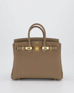 *RARE* Hermès Birkin 25 Retourne Bag in Etoupe Togo Leather with Gold Hardware