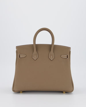 *RARE* Hermès Birkin 25 Retourne Bag in Etoupe Togo Leather with Gold Hardware