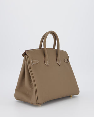 *RARE* Hermès Birkin 25 Retourne Bag in Etoupe Togo Leather with Gold Hardware