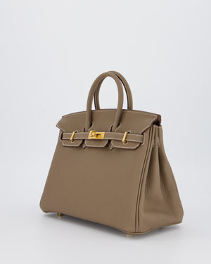 *RARE* Hermès Birkin 25 Retourne Bag in Etoupe Togo Leather with Gold Hardware