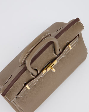 *RARE* Hermès Birkin 25 Retourne Bag in Etoupe Togo Leather with Gold Hardware