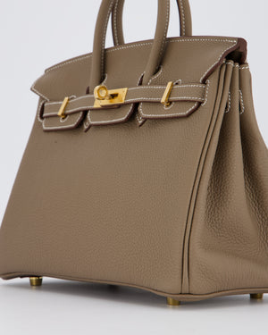 *RARE* Hermès Birkin 25 Retourne Bag in Etoupe Togo Leather with Gold Hardware