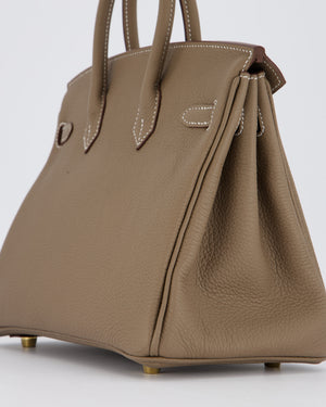 *RARE* Hermès Birkin 25 Retourne Bag in Etoupe Togo Leather with Gold Hardware