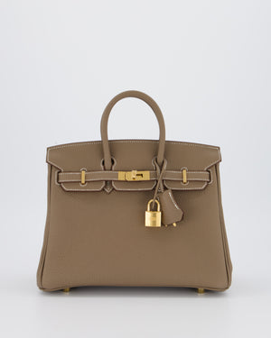 *RARE* Hermès Birkin 25 Retourne Bag in Etoupe Togo Leather with Gold Hardware