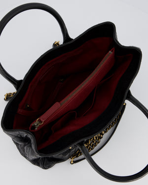 Chanel Shiva Tote Black Quilted Shiny Caviar Leather Aged Gold Hardware