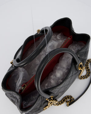 Chanel Shiva Tote Black Quilted Shiny Caviar Leather Aged Gold Hardware