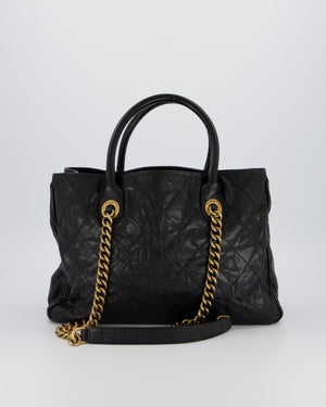 Chanel Shiva Tote Black Quilted Shiny Caviar Leather Aged Gold Hardware