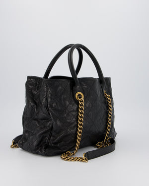 Chanel Shiva Tote Black Quilted Shiny Caviar Leather Aged Gold Hardware