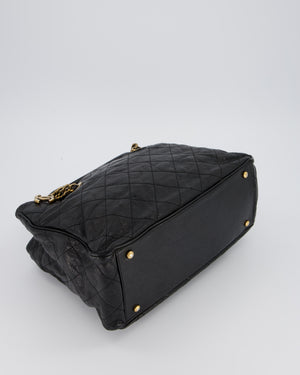 Chanel Shiva Tote Black Quilted Shiny Caviar Leather Aged Gold Hardware
