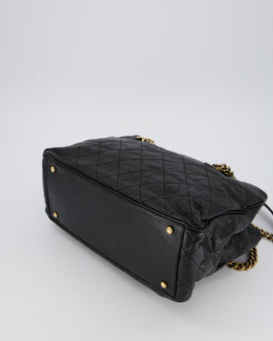 Chanel Shiva Tote Black Quilted Shiny Caviar Leather Aged Gold Hardware